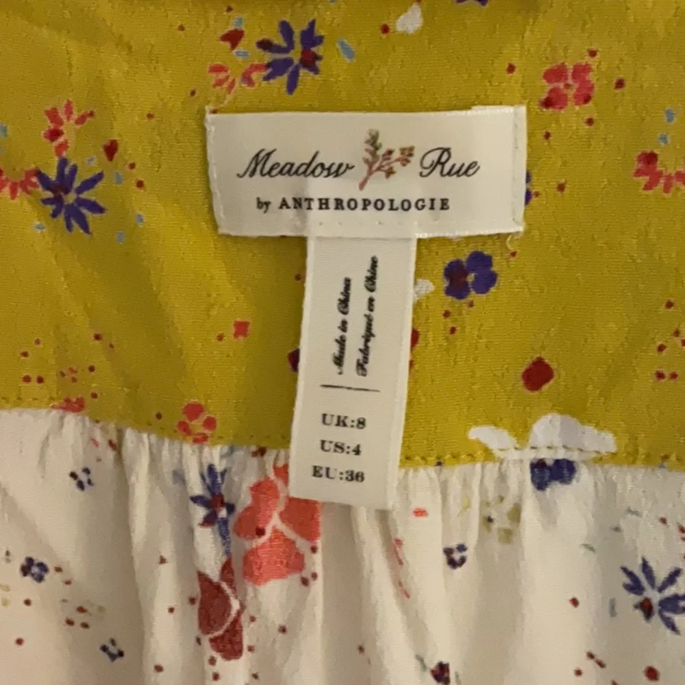 Anthropologie Meadow Rue Bon Voyage  Floral Wrap Top, Size 4, Yellow/Cream - Picture 5 of 6